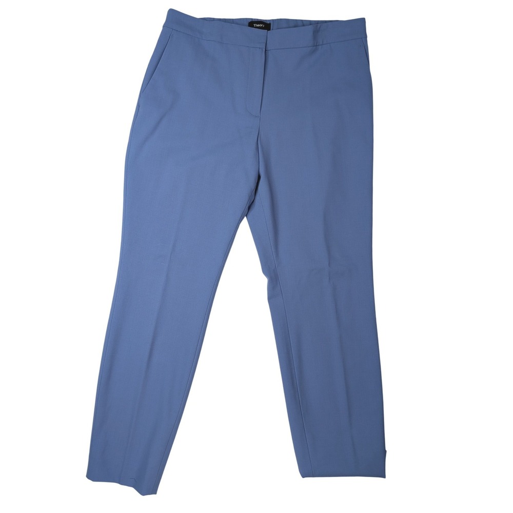 Theory Thaniel Z2 Pants Womens 6 Blue Stretch Wool Slim Crop J041211R